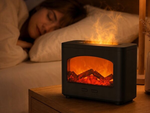 Difuzor dekorativni LED kamin 240ml vlažilec zraka USB časovnik