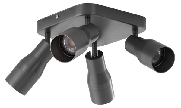 Stropni reflektor Stanley kvadratni GU10 50 mm 4-lučni - kovinsko siva