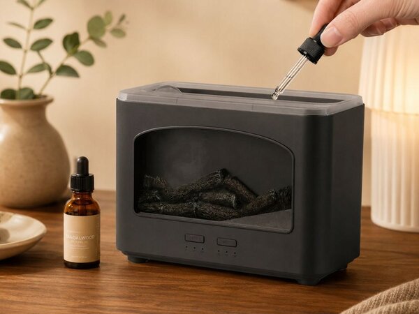 Difuzor dekorativni LED kamin 240ml vlažilec zraka USB časovnik