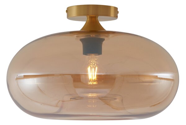 Art Deco stropna svetilka medenina z jantarjem 40 cm - Busa