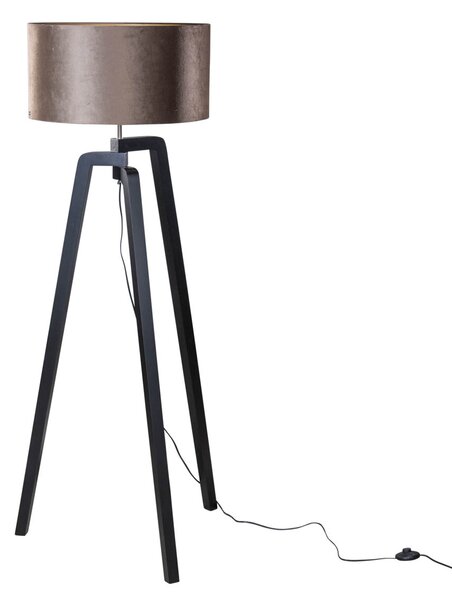 Stoječa svetilka črna z rjavo žametno odtenkom 50 cm - Puros
