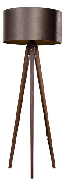 Stoječa svetilka na treh nogah, orehov les z rjavo žametno odtenkom 50 cm - Tripod Classic