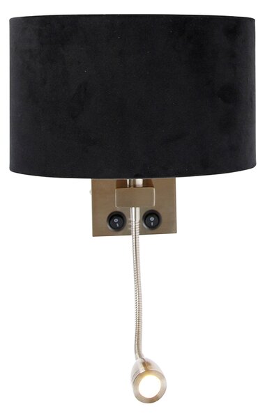 Stenska svetilka jeklo z ovalnim žametnim odtenkom črna 25 cm - Brescia Combi