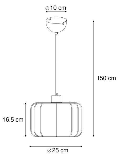 Japandi viseča svetilka črna z belo 25 cm - Madleine
