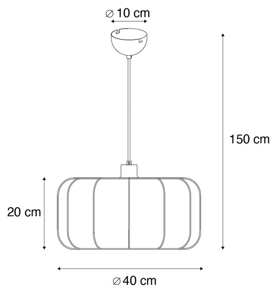 Japandi viseča svetilka črna z belo 40 cm - Madleine
