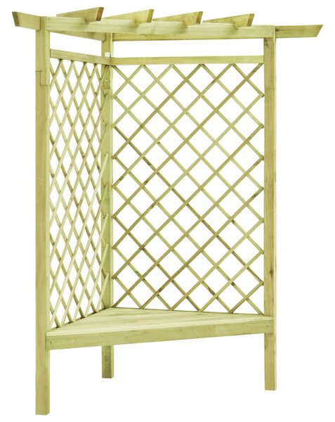 VidaXL Kotna pergola s klopjo 130x130x197 cm impregnirana borovina