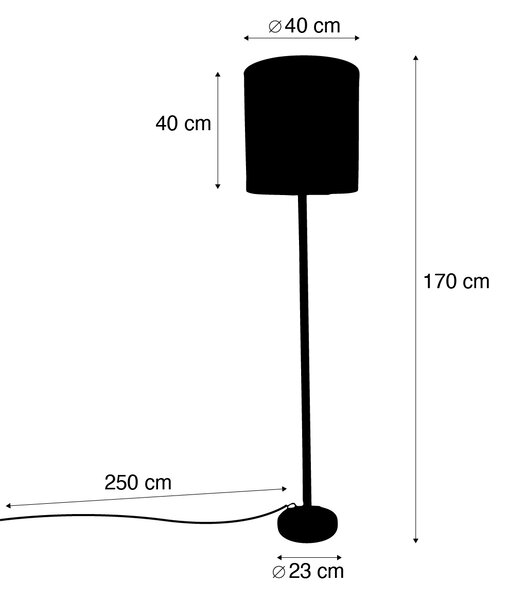 Lesena stoječa svetilka s taupe žametnim senčilom 40 cm - Mels