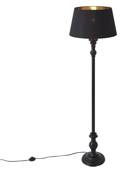 Stoječa svetilka s senčilom 45 cm črna z zlato notranjostjo - Classico