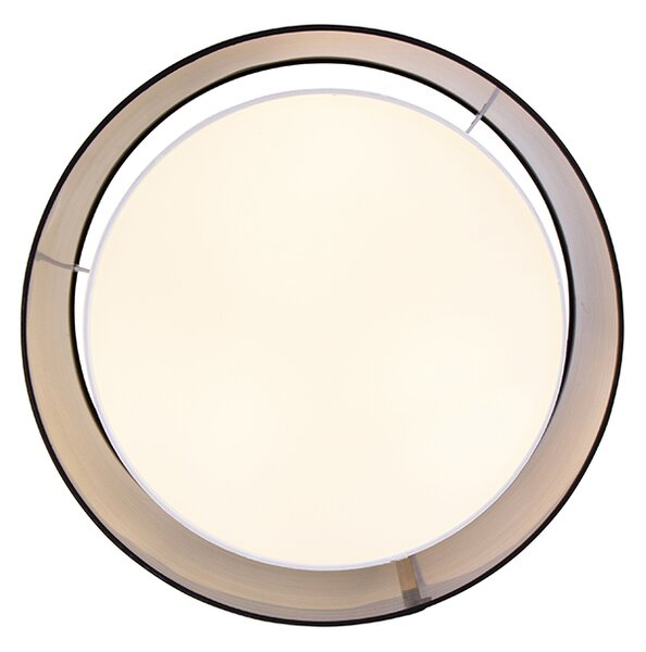 Sodobna stropna svetilka črna z belo 50 cm 3-luč - Drum Duo