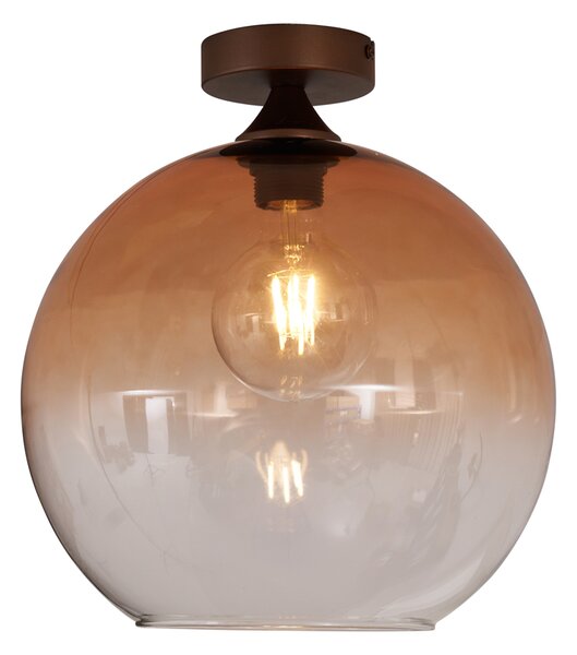 Stropna svetilka Art Deco temno bronasta z rjavim steklom - Sandra