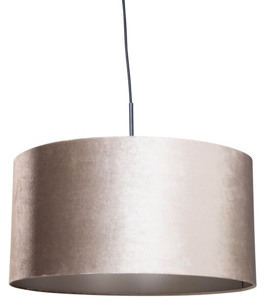 Viseča svetilka črna s senčilom iz žameta taupe 50cm - Combi 1