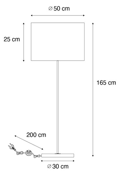 Viseča svetilka črna s senčilom iz žameta taupe 50cm - Combi 1