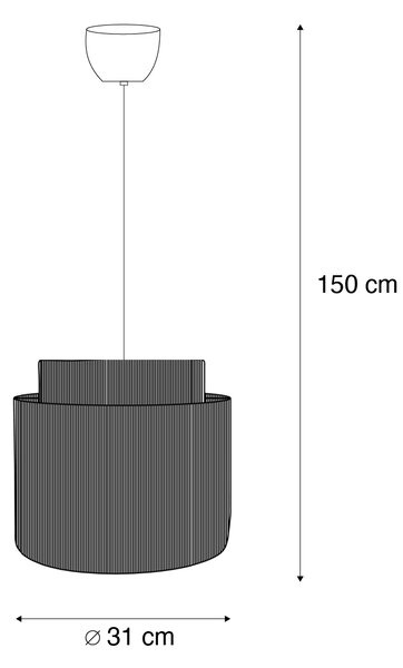Japandi viseča svetilka črna z rjavo vrvjo 31cm - Smilla