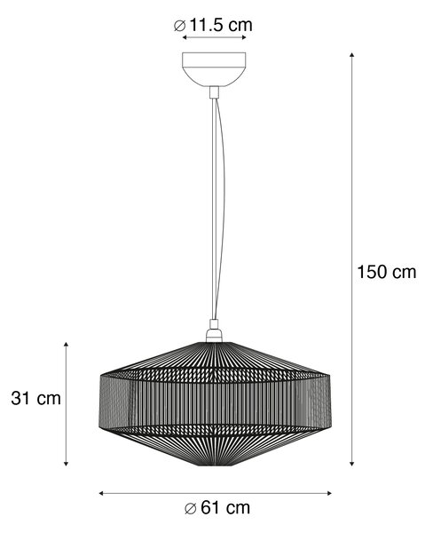 Japandi viseča svetilka rjava vrv 61cm - Svea