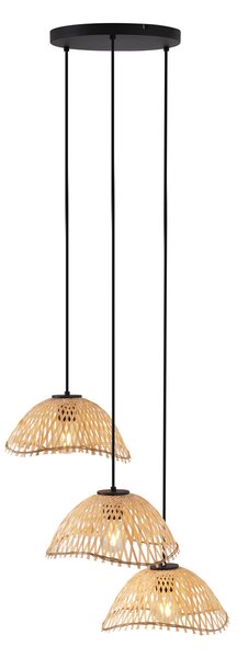 Boemska viseča svetilka črna z bambusom 3-lučna - Lily