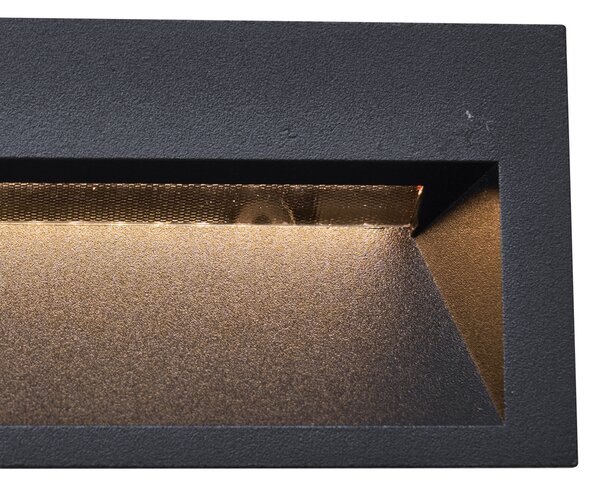 Moderna vgradna stenska svetilka črna 16cm z LED IP65 - Mert