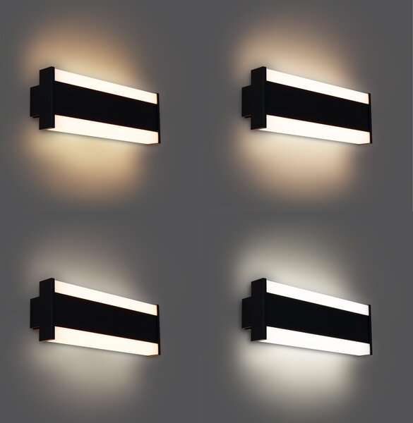 Moderna stenska svetilka črna 30 cm vklj. LED CCT IP54 - Vanya