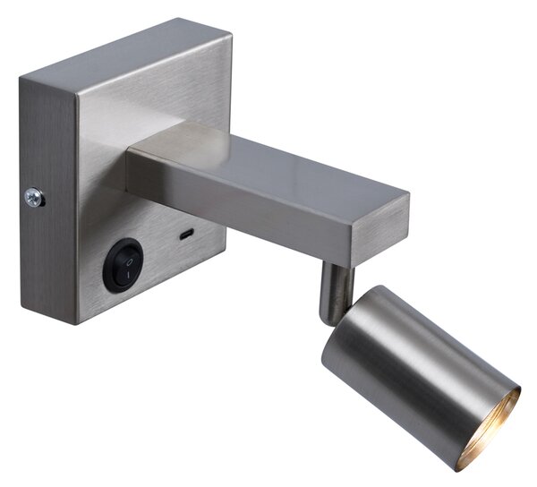Moderna jeklena stenska svetilka z USB-C nagibna - Rex