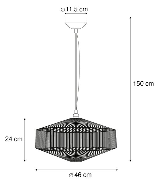 Japandi viseča svetilka rjava vrv 46cm - Svea