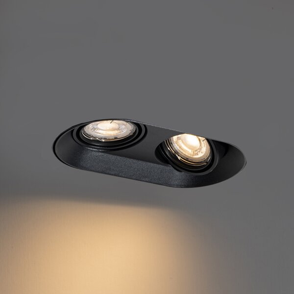 Komplet 6 okroglih vgradnih reflektorjev črne barve GU10 50mm 2-luči - Hubs