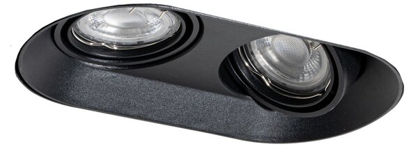 Komplet 6 okroglih vgradnih reflektorjev črne barve GU10 50mm 2-luči - Hubs