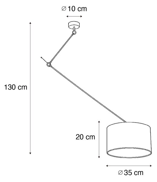Viseča svetilka črna z žametnim senčilom taupe 35 cm - Blitz