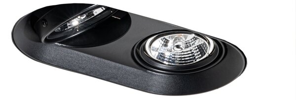 Komplet 6 zaobljenih vgradnih reflektorjev črne barve GU10 70 mm 2-luči - Hubs