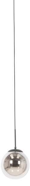 Art Deco viseča svetilka črna z dimnim steklom vklj. adapter za tirnico 1-fazna - Iconic Flore