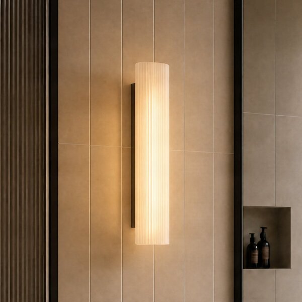 Lucande LED-stenna svetilka za kopalnico Victoire, 50 cm, bela/krom, CCT, Bela, Kopalnica, Steklo, Sodobni