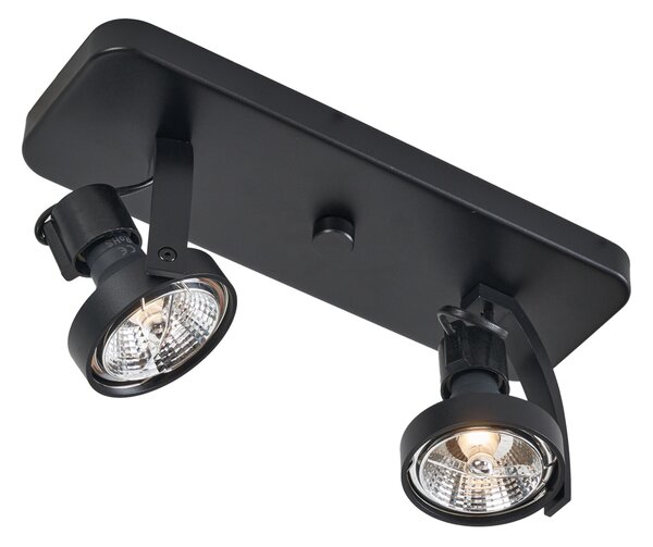 Dizajnerski stropni reflektor črn GU10 70mm 2-luči nastavljiv - Vo