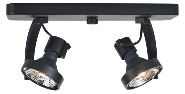 Dizajnerski stropni reflektor črn GU10 70mm 2-luči nastavljiv - Vo