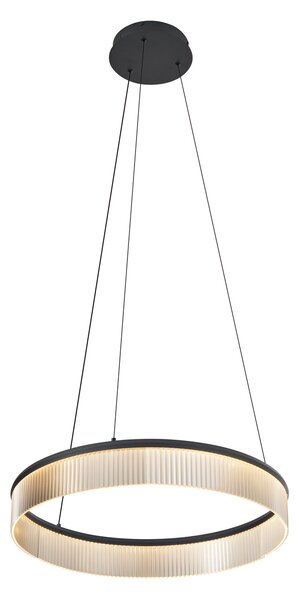 Moderna viseča svetilka črna 59cm vklj. LED 3-stopenjsko zatemnjevanje - Anello Chandelier