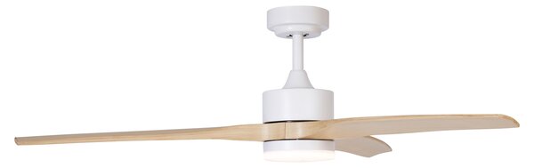 Stropni ventilator bel z lesenim potiskom 132 cm vklj. LED zatemnitev z daljinskim upravljalnikom - Joly
