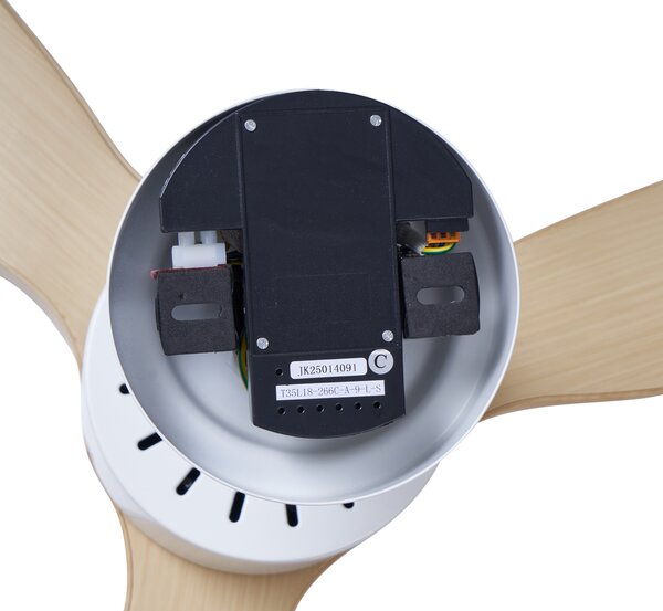 Stropni ventilator bel z lesenim potiskom 132 cm vklj. LED zatemnitev z daljinskim upravljalnikom - Joly