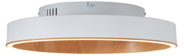 Dizajnerska stropna svetilka bela z lesom 40 cm vklj. LED 3-stopenjsko stikalo - Ingo