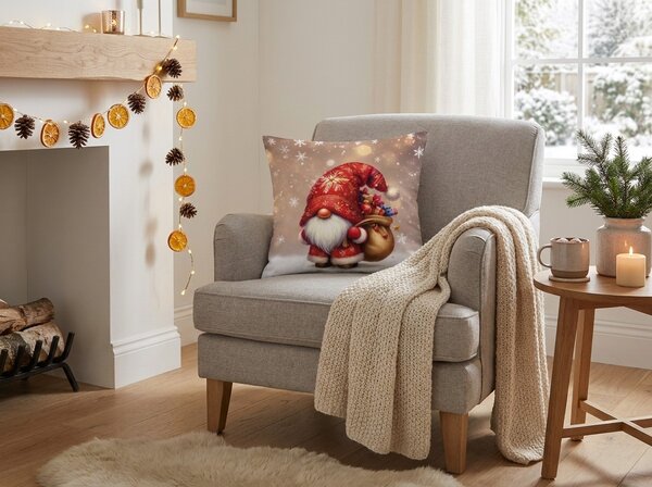 3D prevleka za blazino iz mikrovlaken SANTA GNOME 45x45 cm, rdeča