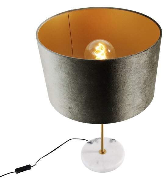 Namizna svetilka medenina z žametnim senčilom zelena 35cm - Kaso