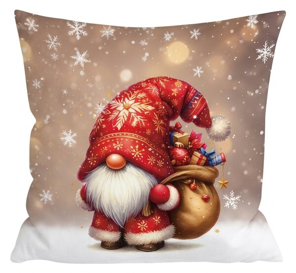 3D prevleka za blazino iz mikrovlaken SANTA GNOME 45x45 cm, rdeča