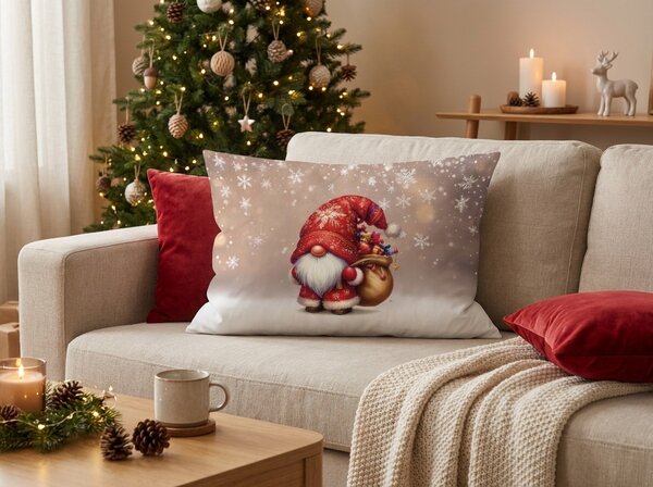 3D prevleka za vzglavnik iz mikrovlaken SANTA GNOME 50x70 cm, rdeča