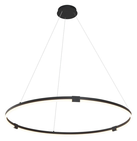 Dizajnerska viseča svetilka črna 120 cm vklj. LED s 3-stopenjskim zatemnjevanjem - Anello