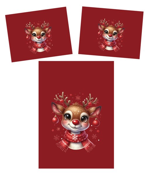 3D posteljnina iz mikrovlaken MERRY FAWN rdeča Dimenzije posteljnine: 2 ks 70 x 90 cm | 140 x 200 cm