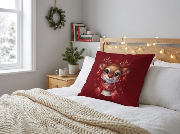 3D prevleka za vzglavnik iz mikrovlaken MERRY FAWN 45x45 cm, rdeča