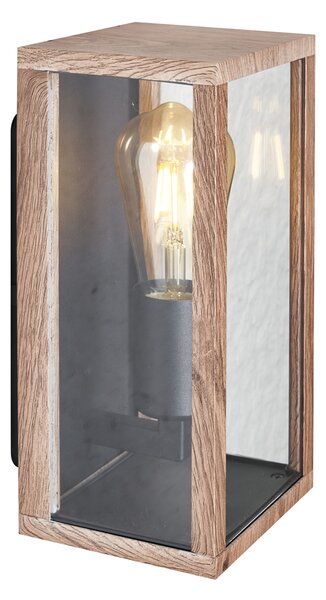 Industrijska stenska svetilka z lesnim potiskom 26 cm IP44 - Charlois