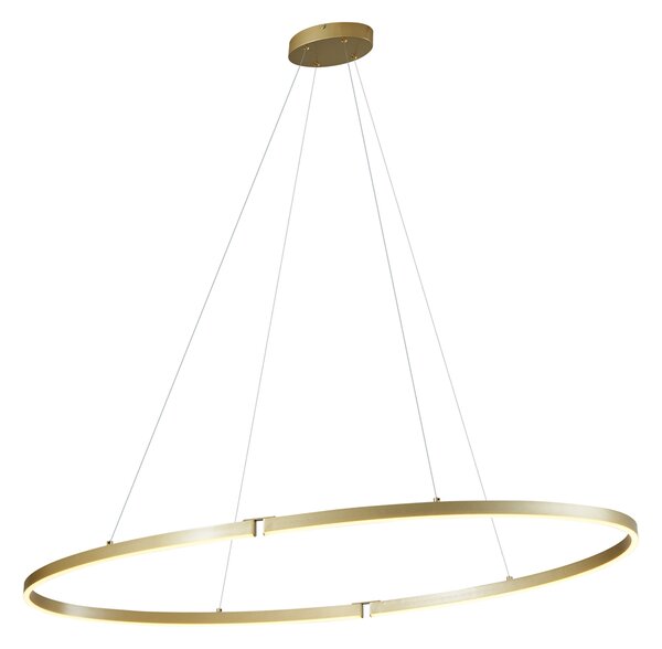 Dizajnerska viseča svetilka medenina 120 cm vklj. LED 3-stopenjsko zatemnjevanje - Ovallo