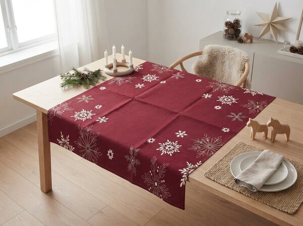 Božični prt SNOWFALL 85x85 cm, vinsko rdeč