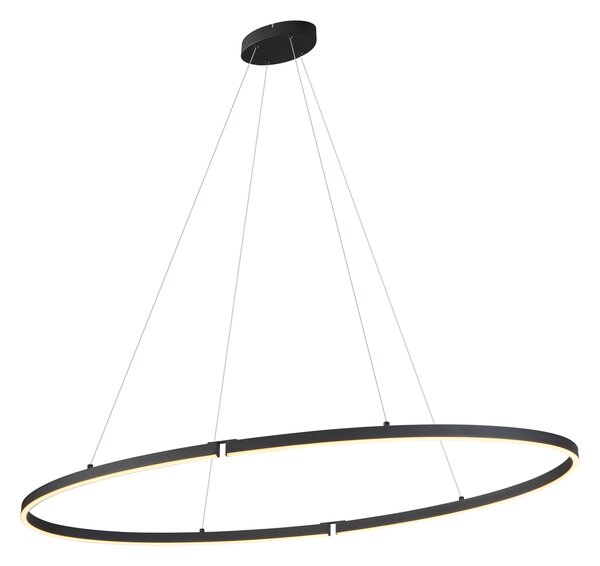Dizajnerska viseča svetilka črna ovalna 120cm vklj. LED 3-stopenjsko zatemnjevanje - Ovallo