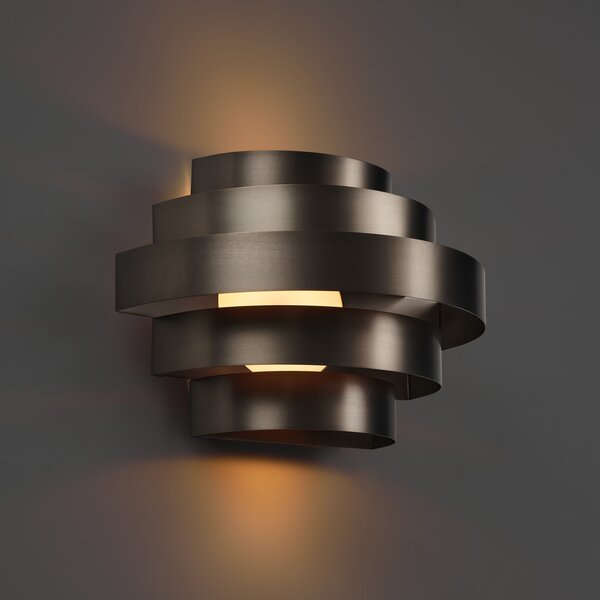 Moderna stenska svetilka gunmetal vklj. LED s 3-stopenjskim zatemnjevanjem - Lines