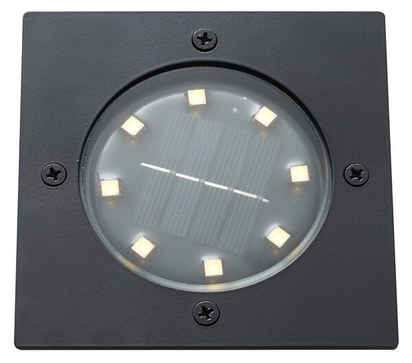 Komplet 6 talnih reflektorjev črne barve kvadratni vklj. LED IP65 solarni - Terry