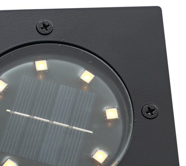 Komplet 6 talnih reflektorjev črne barve kvadratni vklj. LED IP65 solarni - Terry