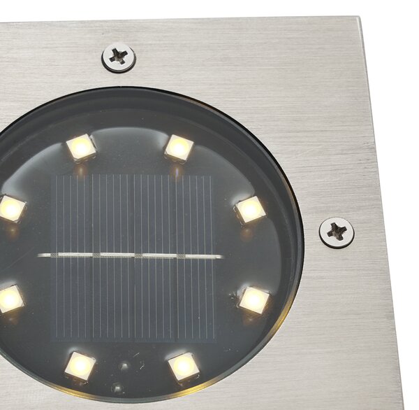 Komplet 6 talnih reflektorjev aluminijastih kvadratnih vklj. LED IP65 Solar - Terry